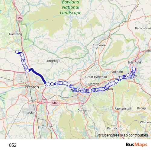 852 bus Line Map
