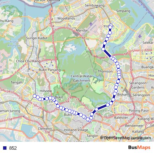 852 bus Line Map