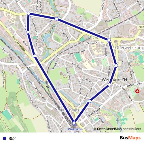 852 bus Line Map