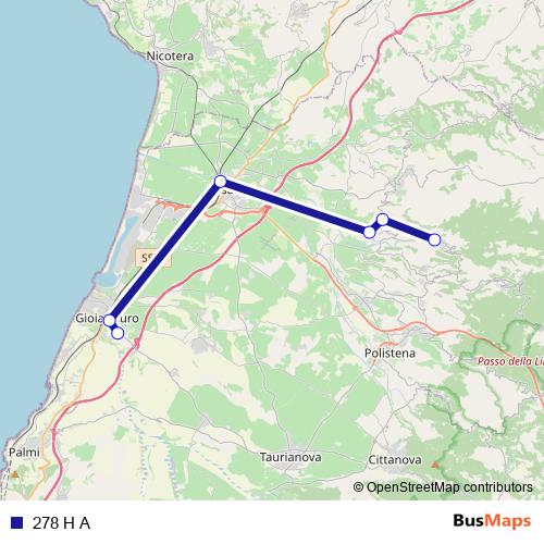 278 H A bus Line Map