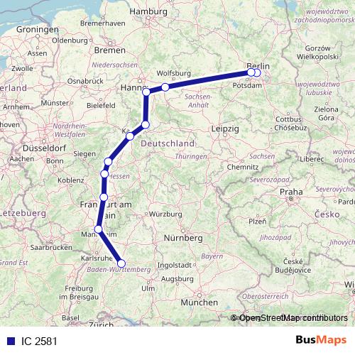 IC 2581 rail Line Map