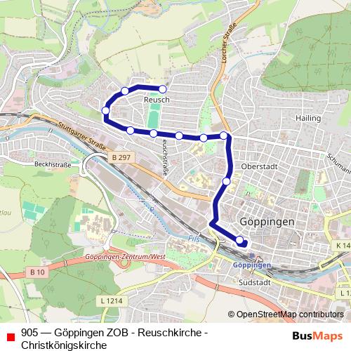 905 bus Line Map