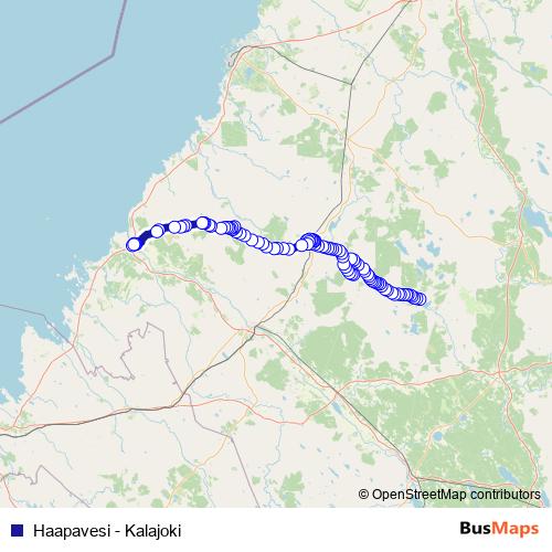 Haapavesi - Kalajoki bus Line Map