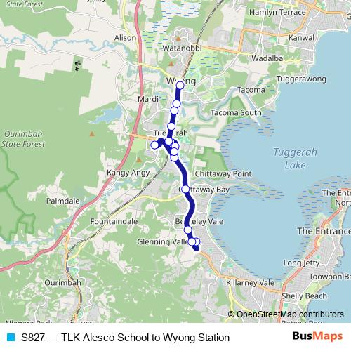 S827 bus Line Map