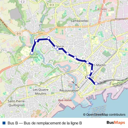 Bus B bus Line Map