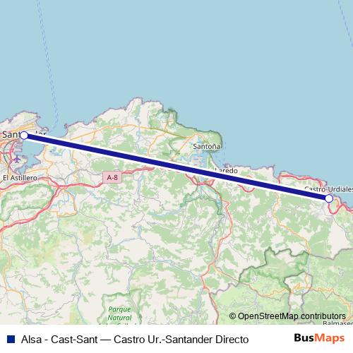 Alsa - Cast-Sant bus Line Map