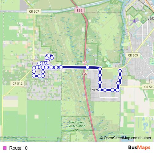 Route 10 bus Line Map