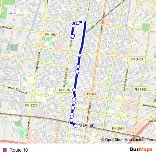 Route 10 bus Line Map
