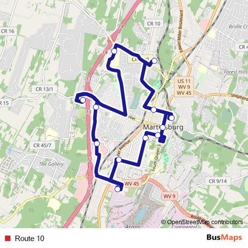 Route 10 bus Line Map