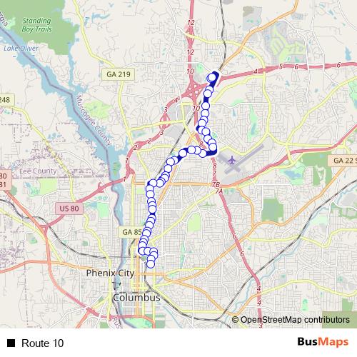 Route 10 bus Line Map