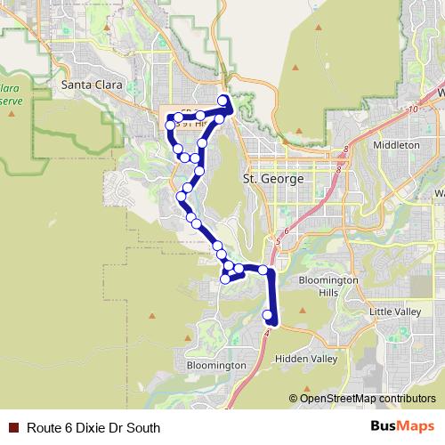 Route 6 Dixie Dr South bus Line Map