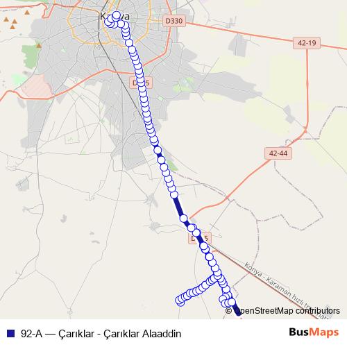 92-A bus Line Map