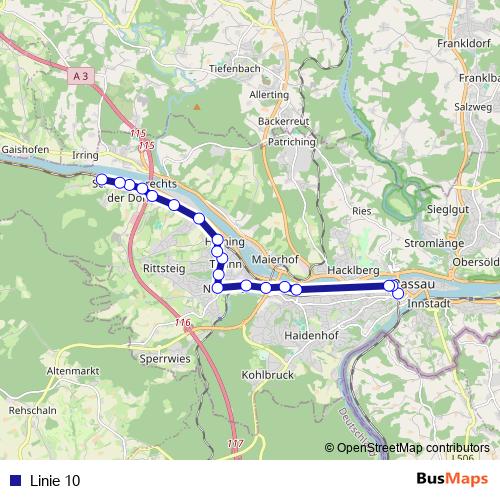 Linie 10 bus Line Map