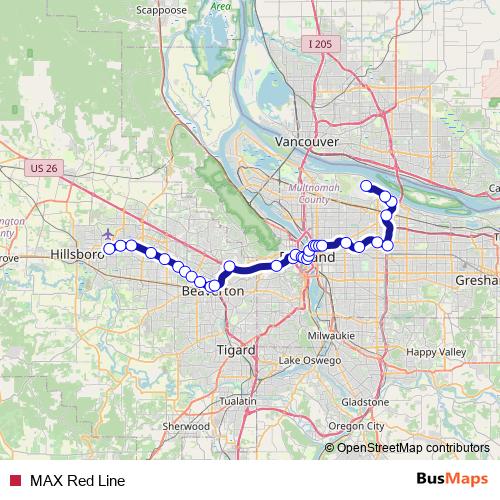 MAX Red Line tram Line Map