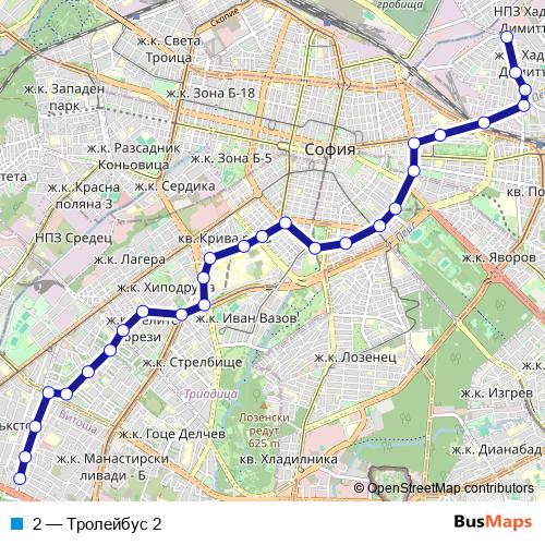 2 trolleybus Line Map