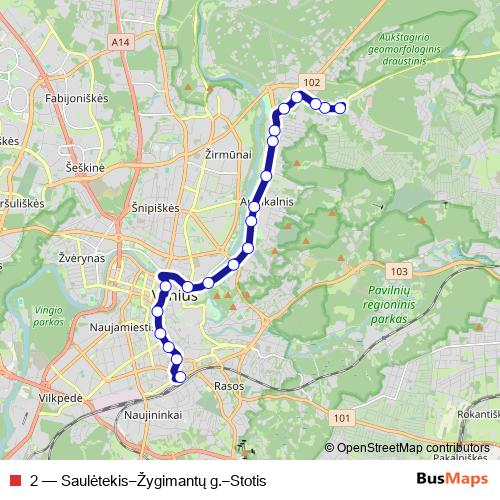 2 trolleybus Line Map