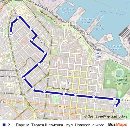 2 trolleybus Line Map