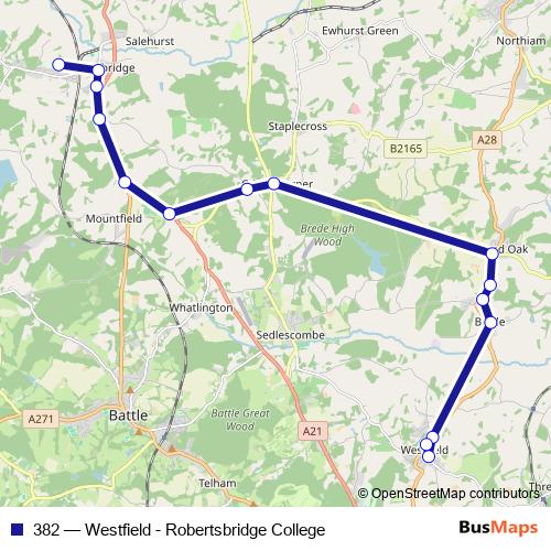 382 bus Line Map