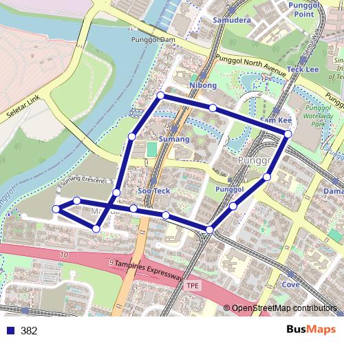 382 bus Line Map