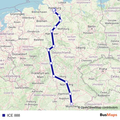 ICE 888 rail Line Map