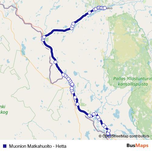 Muonion Matkahuolto - Hetta bus Line Map