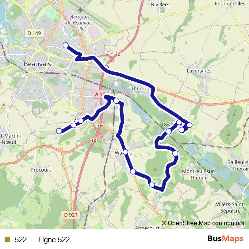 522 bus Line Map