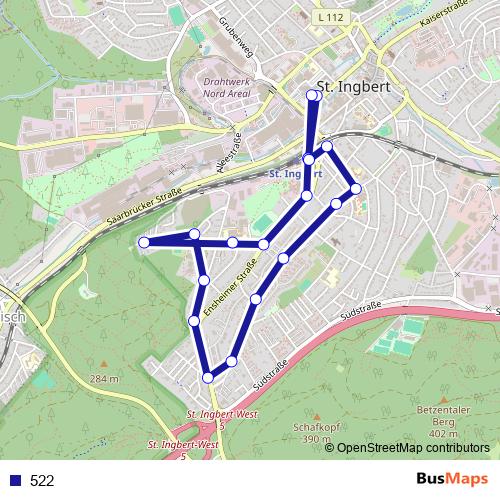 522 bus Line Map