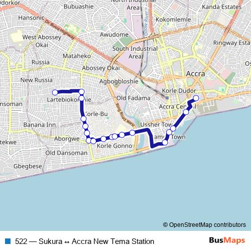522 bus Line Map