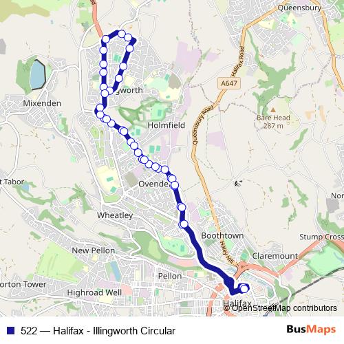 522 bus Line Map