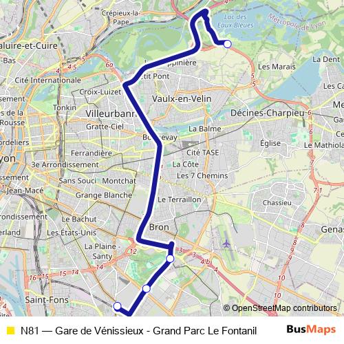 N81 bus Line Map