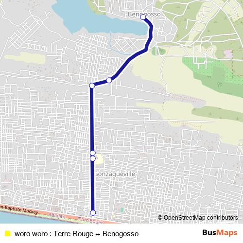 woro woro : Terre Rouge ↔ Benogosso bus Line Map