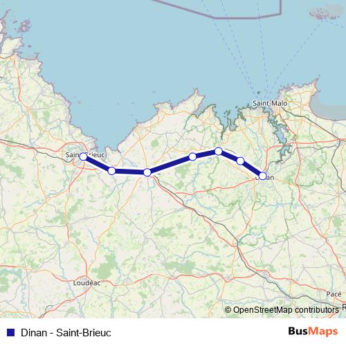Dinan - Saint-Brieuc rail Line Map