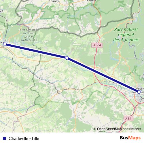 Charleville - Lille bus Line Map