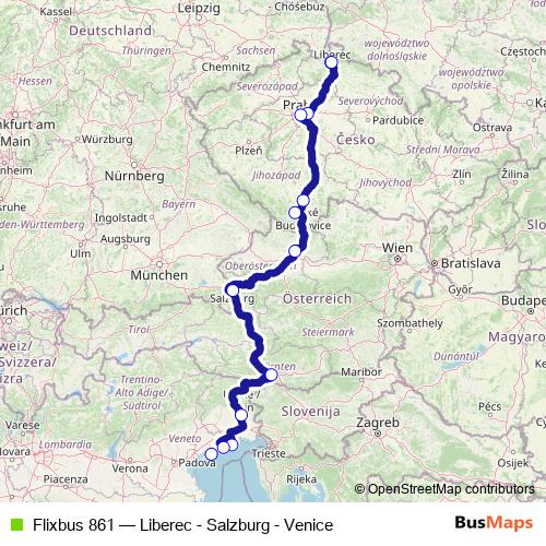 Flixbus 861 bus Line Map
