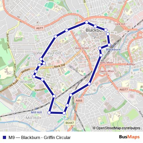 M9 bus Line Map