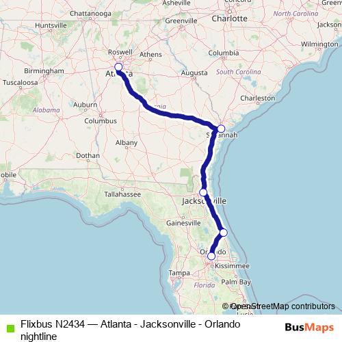 Flixbus N2434 bus Line Map