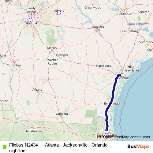 Flixbus N2434 bus Line Map