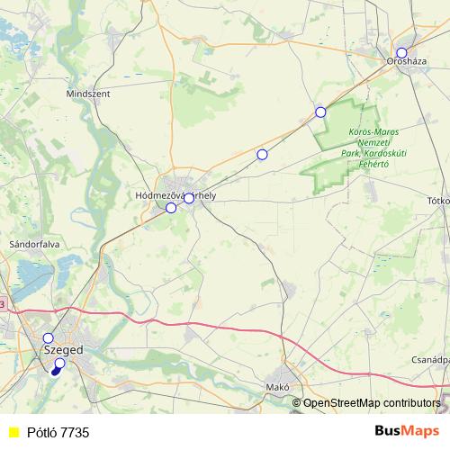 Pótló 7735 bus Line Map