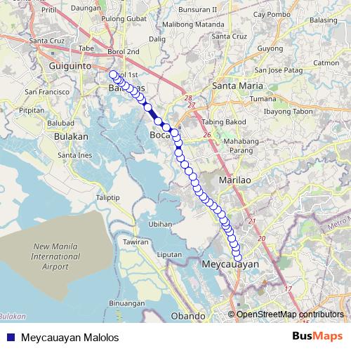 Meycauayan Malolos bus Line Map
