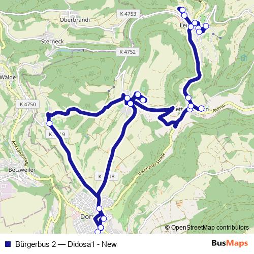Bürgerbus 2 bus Line Map