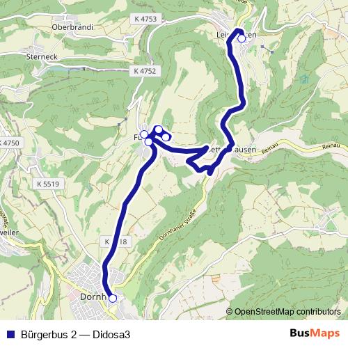 Bürgerbus 2 bus Line Map