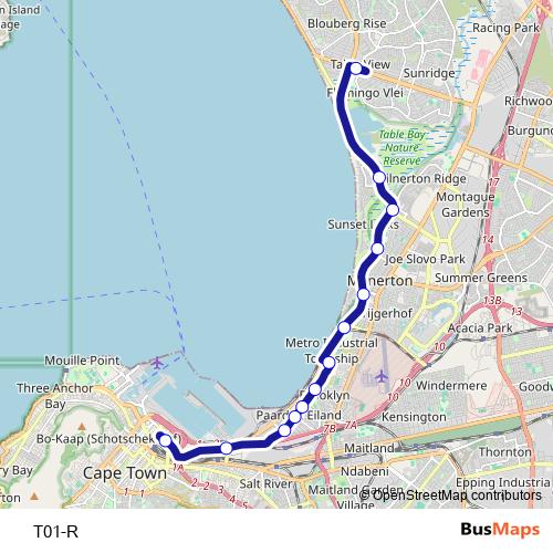 T01-R bus Line Map