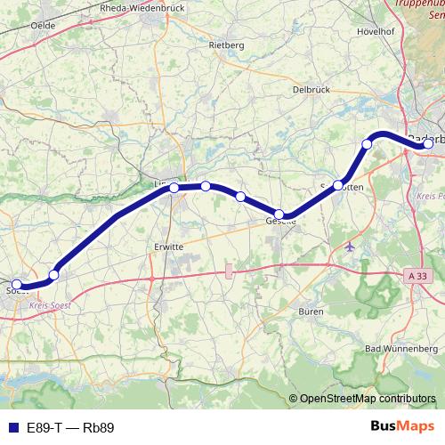E89-T rail Line Map