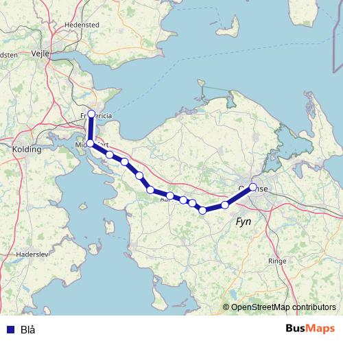 Blå bus Line Map