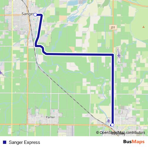 Sanger Express bus Line Map