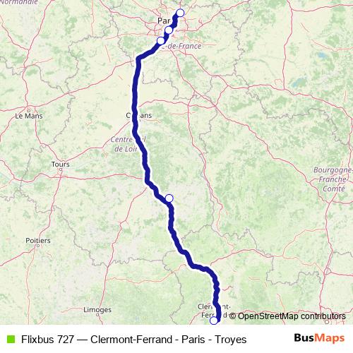 Flixbus 727 bus Line Map