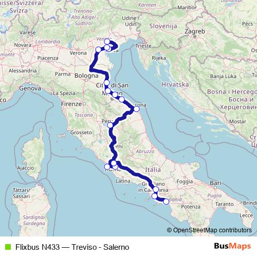 Flixbus N433 bus Line Map