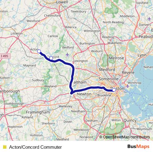 Acton/Concord Commuter bus Line Map