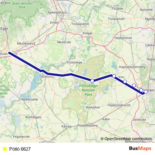 Pótló 6627 bus Line Map