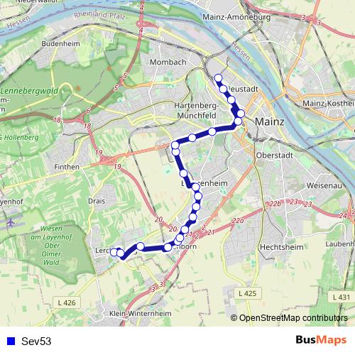 Sev53 bus Line Map